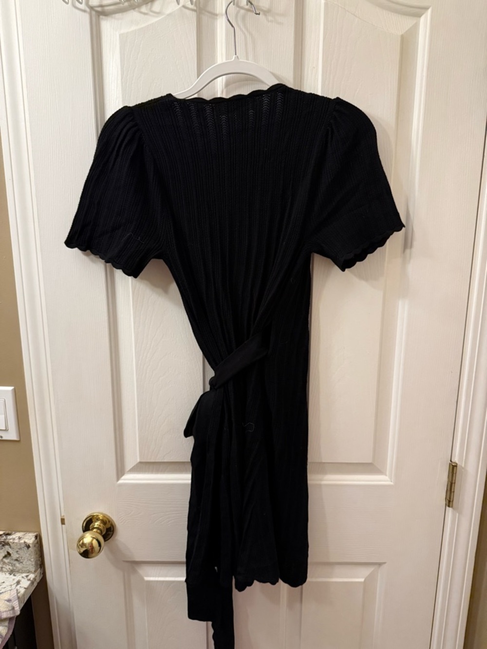 Sezane Luisa Black Wrap Knit Dress - Picture 5 of 5